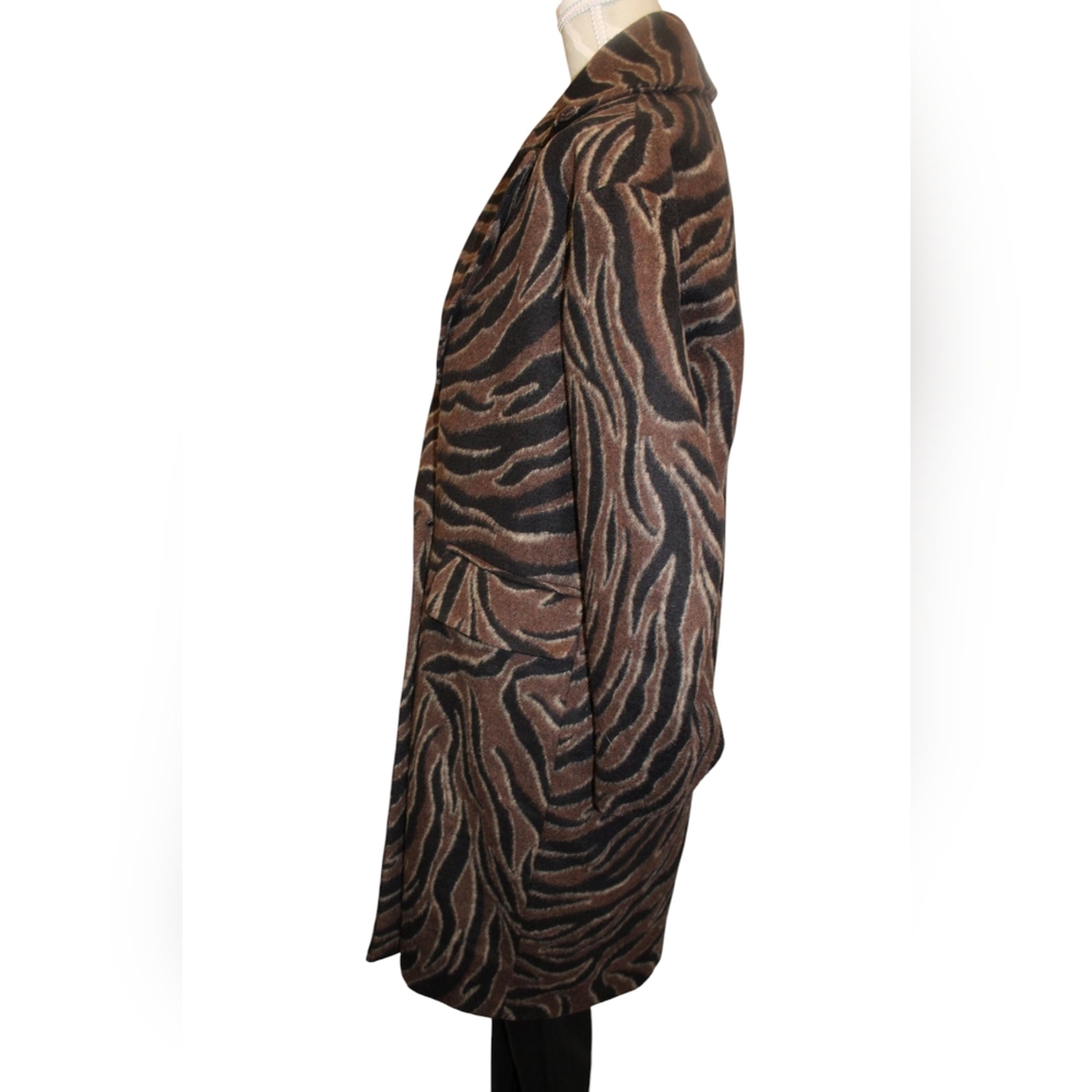 Zara Animal Print Double-Breasted Trench Coat! Oversized, Relaxed Fit, 3/4. - Picture 6 of 9